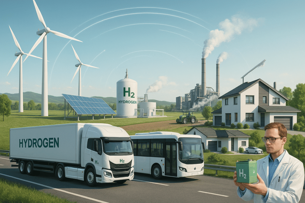 A modern green hydrogen production facility powered by renewable energy sources