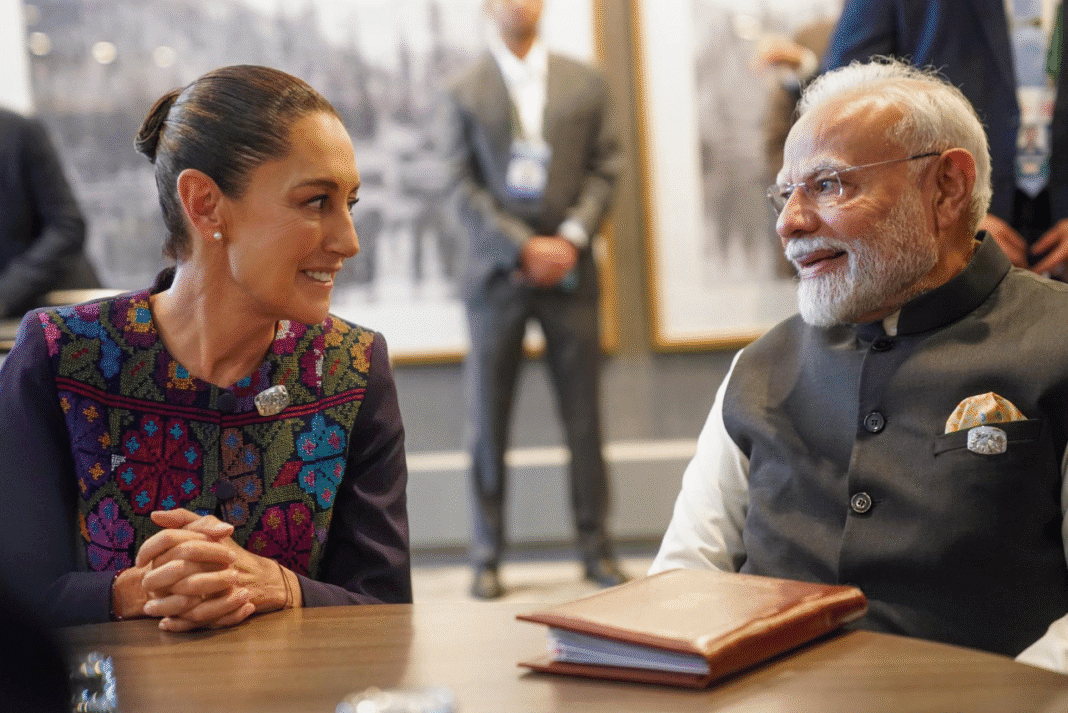 Prime Minister Modi and President Claudia Sheinbaum Pardo meet during G7 Summit 2025 in Canada, engaging in bilateral talks.