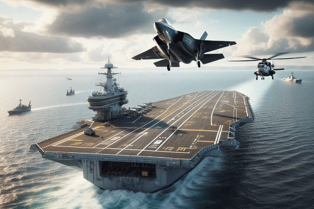 UK-led Carrier Strike Group sails through the Indian Ocean, led by HMS Prince of Wales